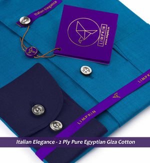 Amiens- Prussian Blue Solid- Navy Collar