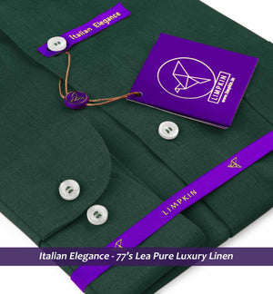 Finsbury- Emerald Green Solid Linen- Button Down