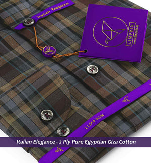 Orsha- Burgundy & Beige Check- Button Down