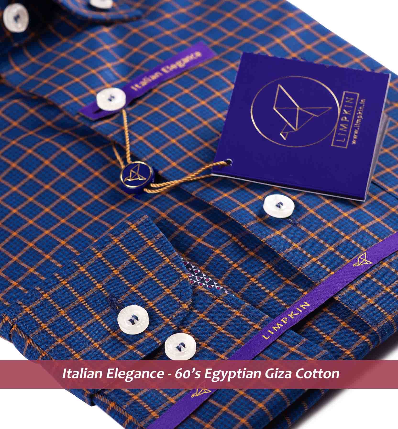 Brisbane- Navy & Orange Check- Button Down
