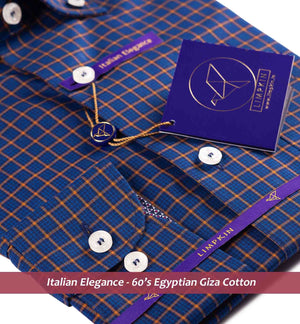 Brisbane- Navy & Orange Check- Button Down