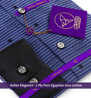 Sanibel- Royal Blue Horizontal Stripe- Black Collar