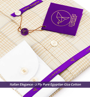 Warsaw- Beige & Grey Check- White Collar