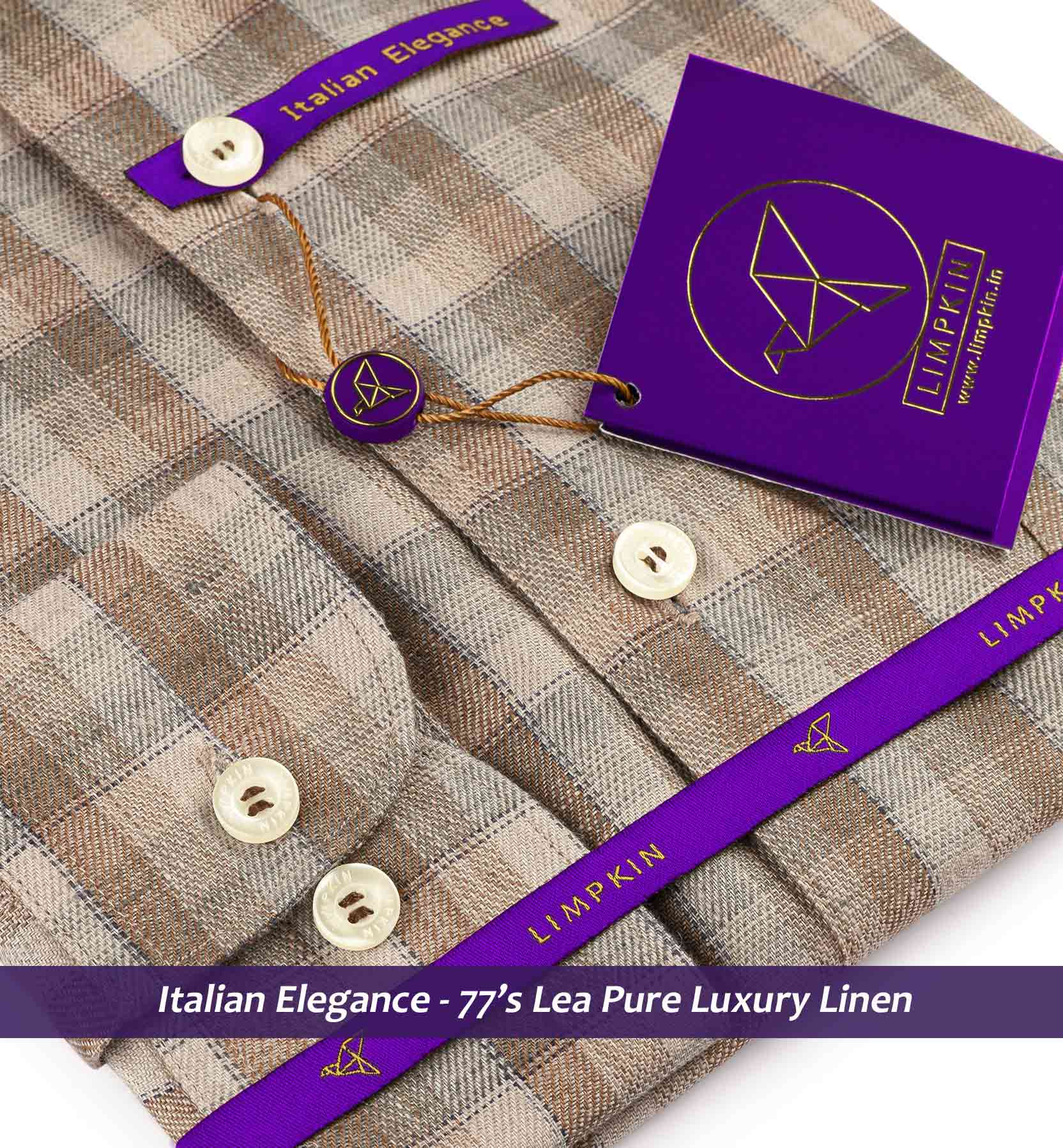 Faliraki- Beige & Brown Check Linen
