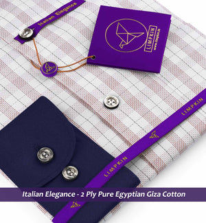 Portugal- Mulberry Burgundy & White Check- Navy Collar