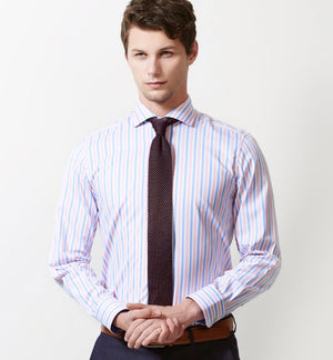 Segovia- Azure Blue & Pink Stripe