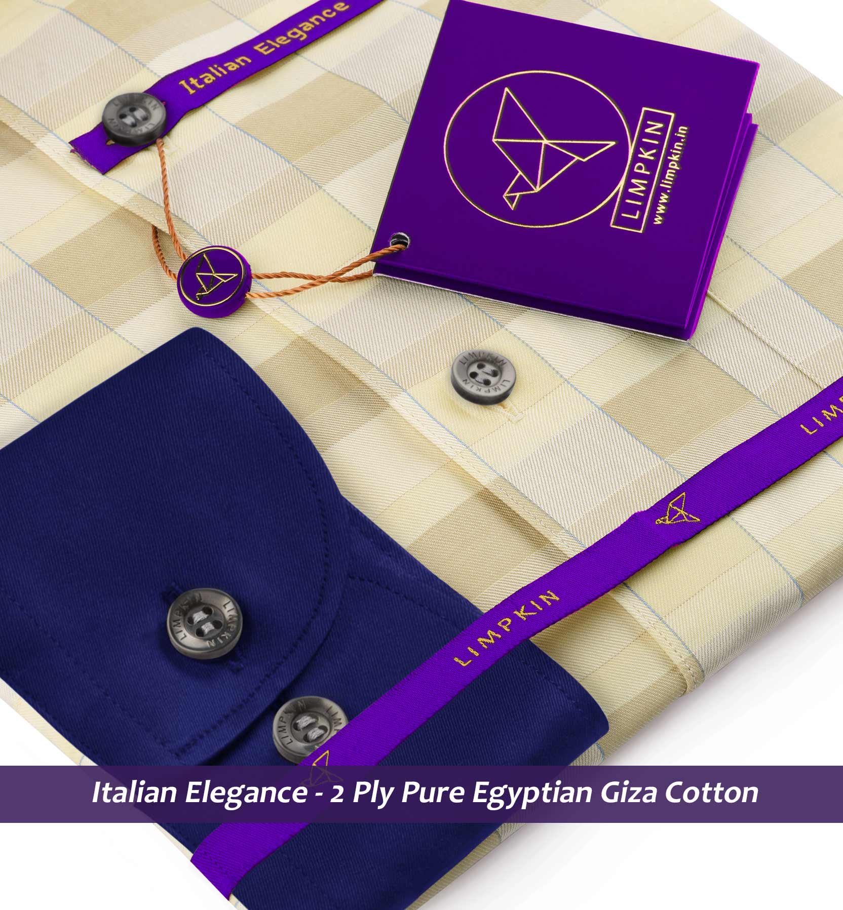 Montclair- Daffodil Yellow & Beige Check- Navy Collar