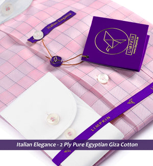 Trento- Flamingo Pink & Navy Check- White Collar