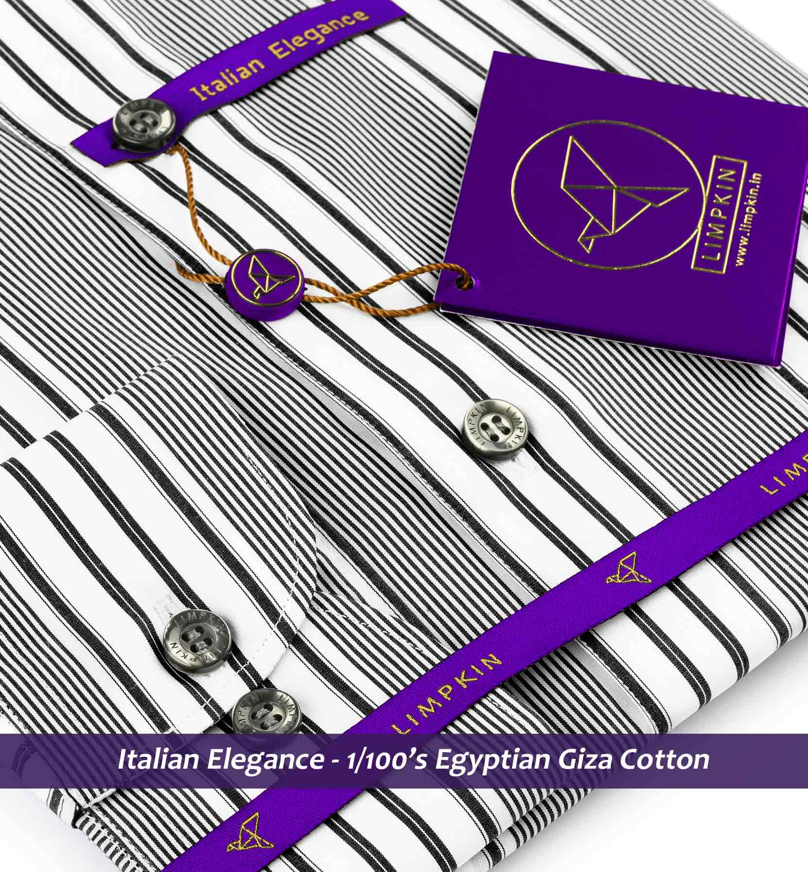 Montford- Black & White Stripe- 1/100 Egyptian Giza Cotton