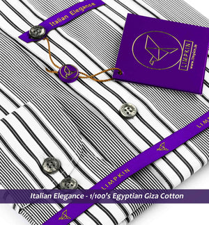 Montford- Black & White Stripe- 1/100 Egyptian Giza Cotton