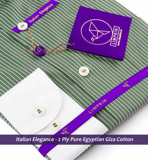 Toulouse- Basil Green & White Stripe