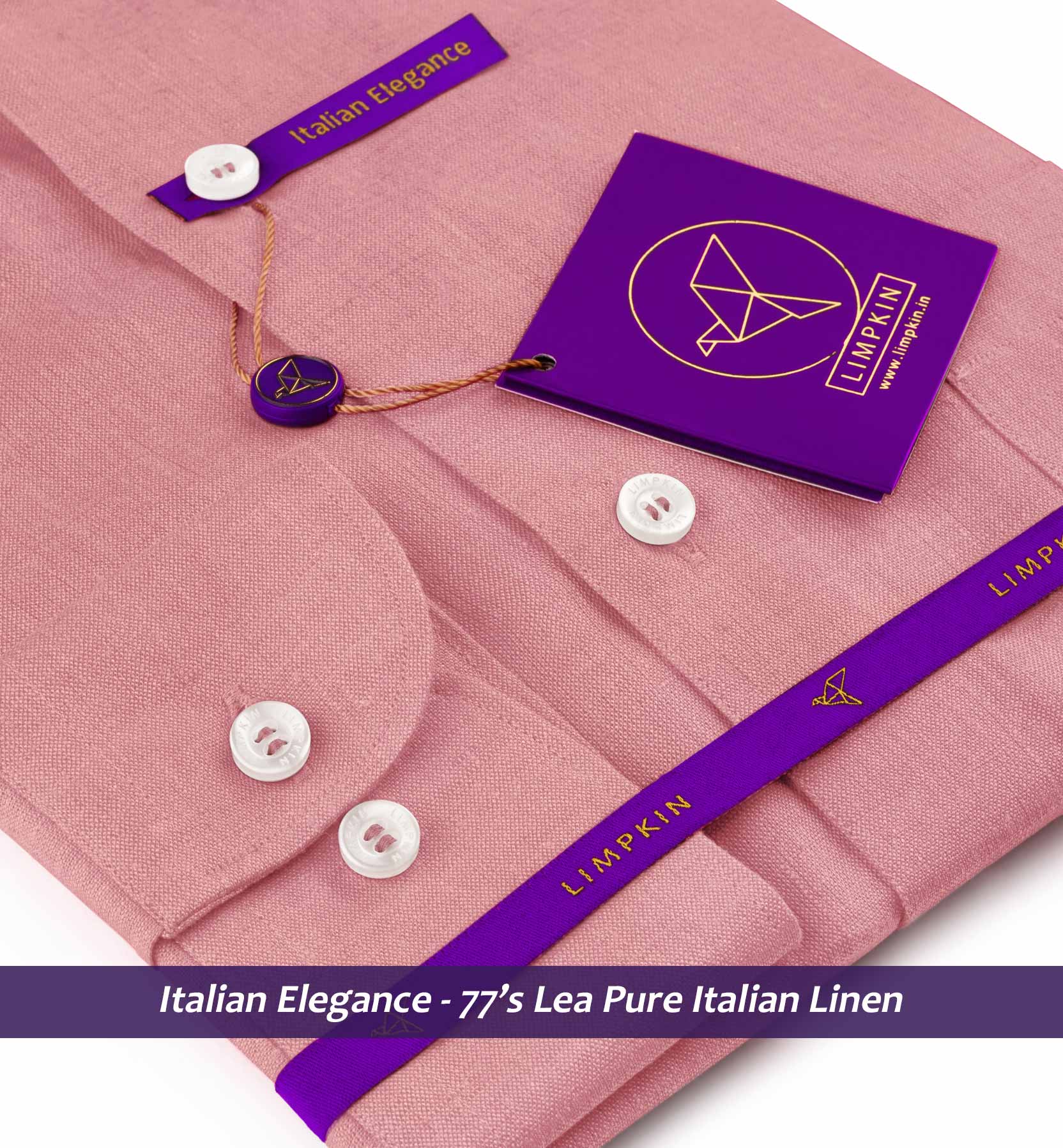 Luxor- Apricot Pink Solid Linen- Button Down