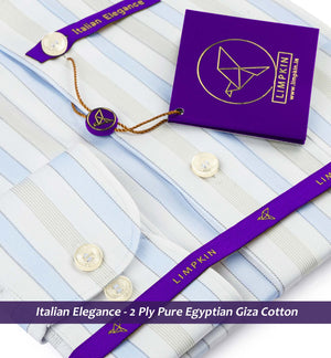 Lorient- Azure Blue & Beige Stripe