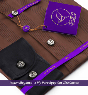 Scarsdale- Cinnamon Brown Stripe- Black Collar