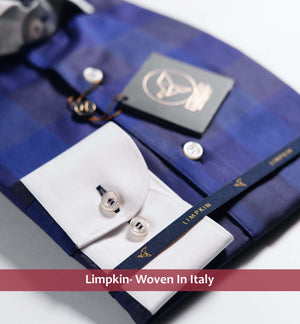 Venice- Indigo Blue & Navy Check- White Collar
