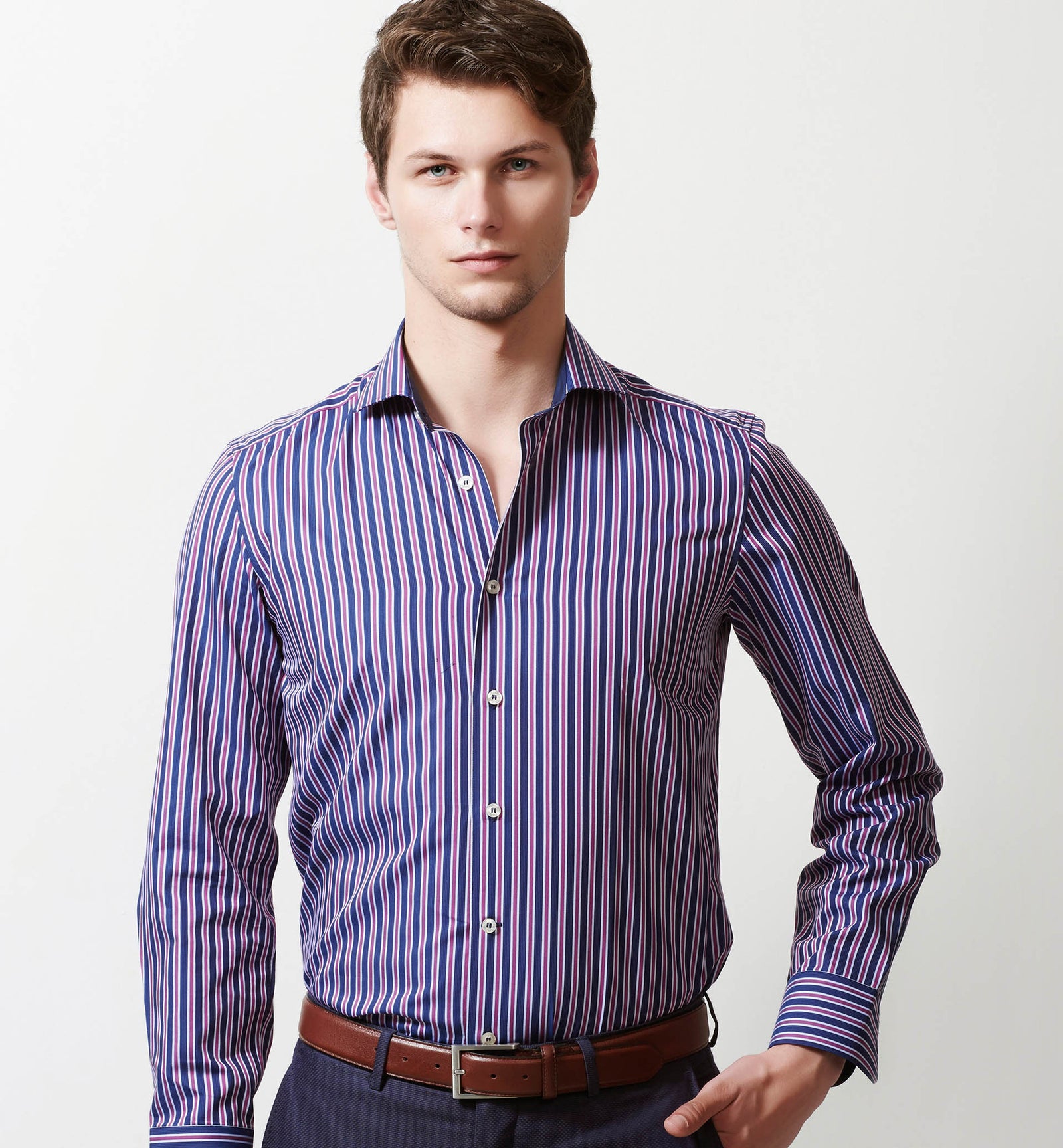 Newburgh- Navy Blue & Magenta Stripe
