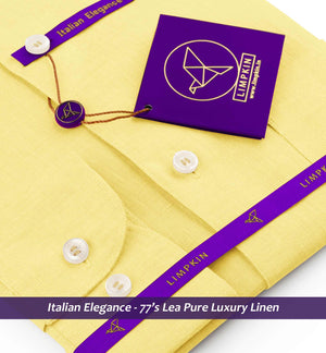 Coronado- Daffodil Yellow Solid Linen- Mandarin Collar