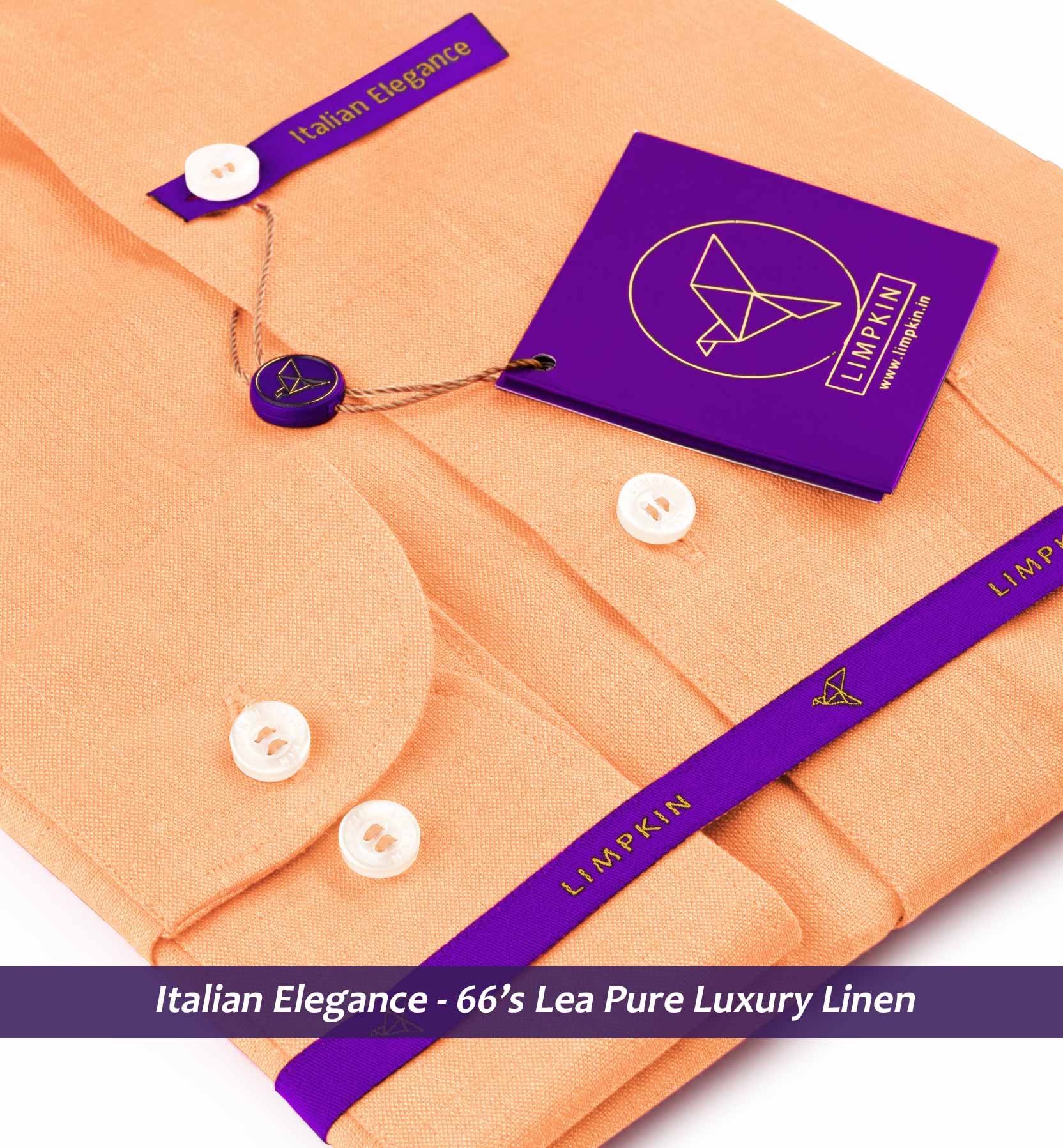 Ankara- Melon Orange Solid Linen- Button Down