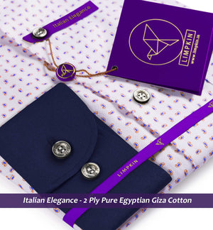 Preston- Blue & Red Paisley Print- Navy Collar
