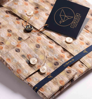 Monet- Beige & Brown Leaf Print