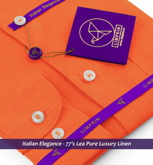 Navagio- Tangerine Orange Linen- Mandarin Collar