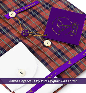 Orsha- Bronze Orange & Navy Check- White Collar