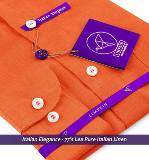 Bolivia- Tangerine Orange Linen- Button Down
