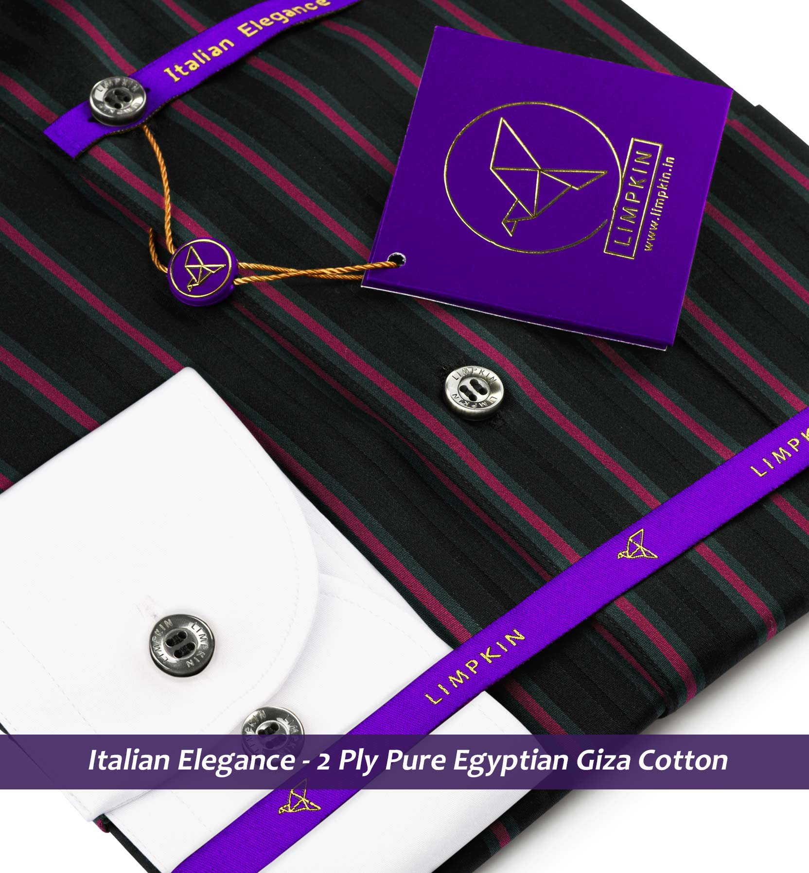 Minsk- Magenta & Black Stripe- White Collar