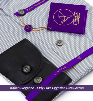 Porus- Cloud Grey & White Stripe- Black Collar