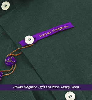 Cairoli- Emerald Green Solid Linen- 77's Lea Pure Luxury Linen