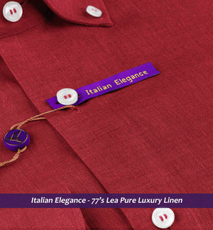 Moncler- Crimson Red Linen- Button Down