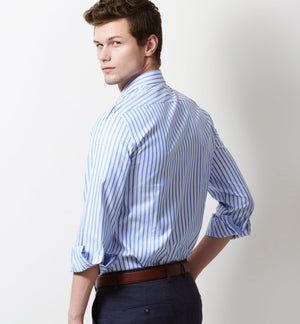 Madison- Azure Blue & White Stripe