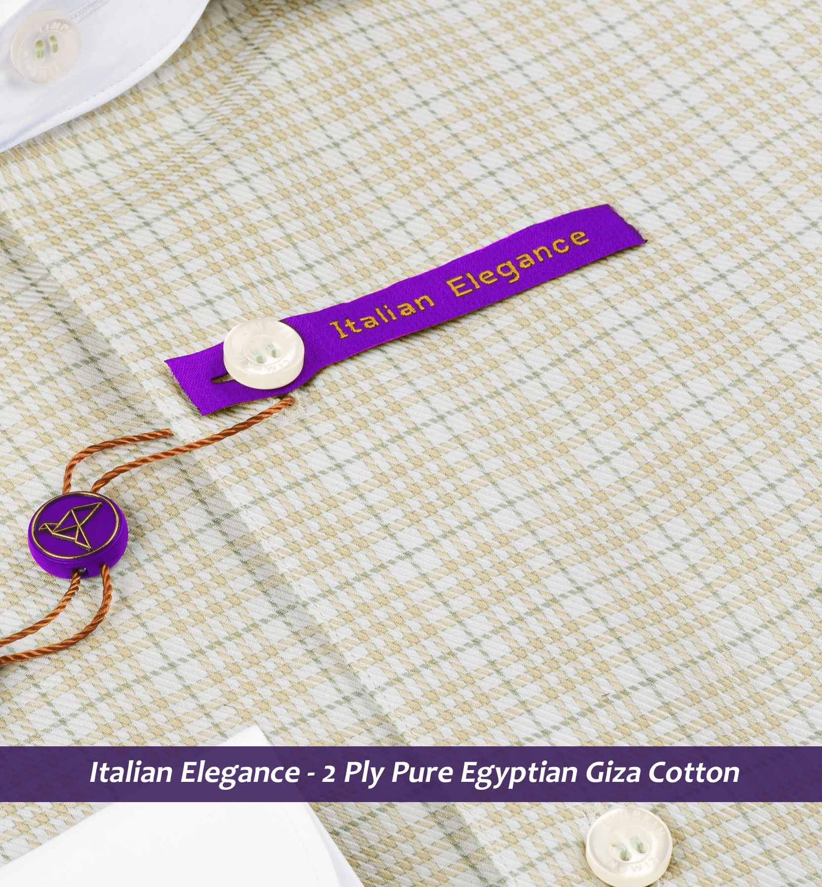 Dublin- Beige & Moss Green Check- White Collar