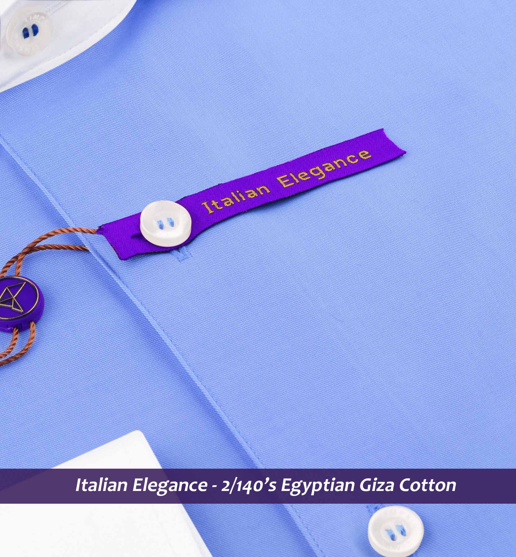 Wembley- The Best Azure Blue- White Collar- 2/140 Egyptian Giza Cotton-  Delivery from 5th May