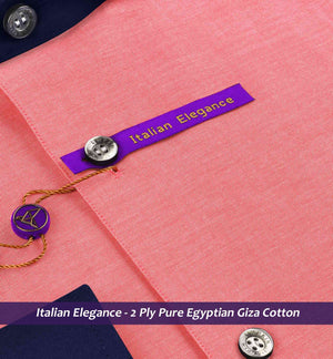 Memphis- Coral Red Solid- Navy Collar