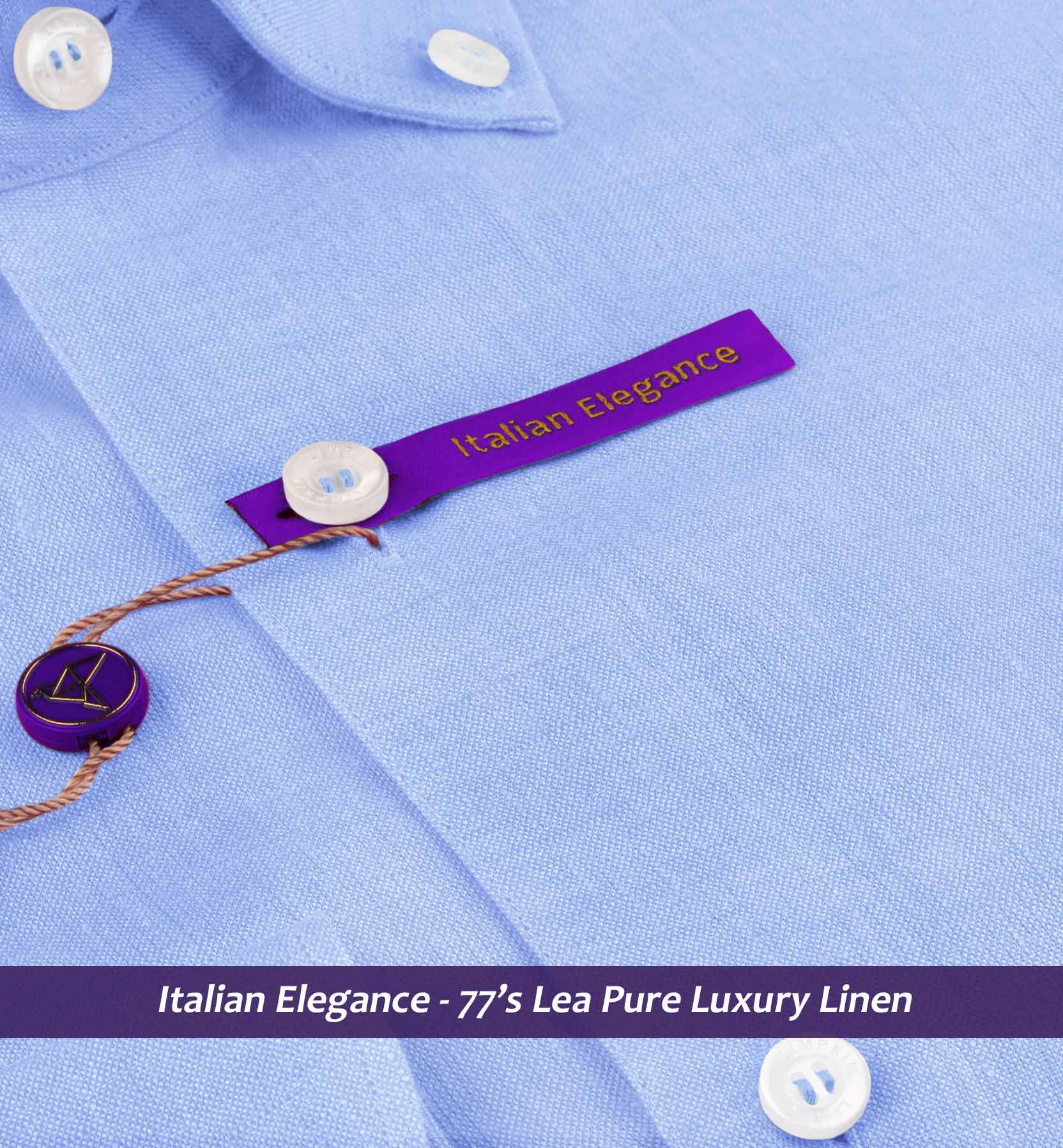 Nostrand- Azure Blue Linen- Button Down- 77's Lea Pure Luxury Linen