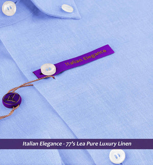Nostrand- Azure Blue Linen- Button Down- 77's Lea Pure Luxury Linen