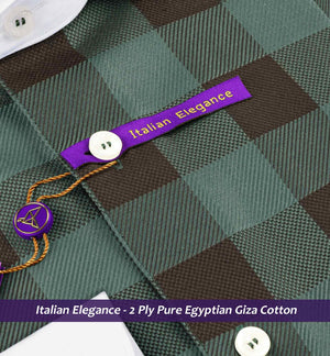 Palermo- Emerald Green & Brown Check- White Collar