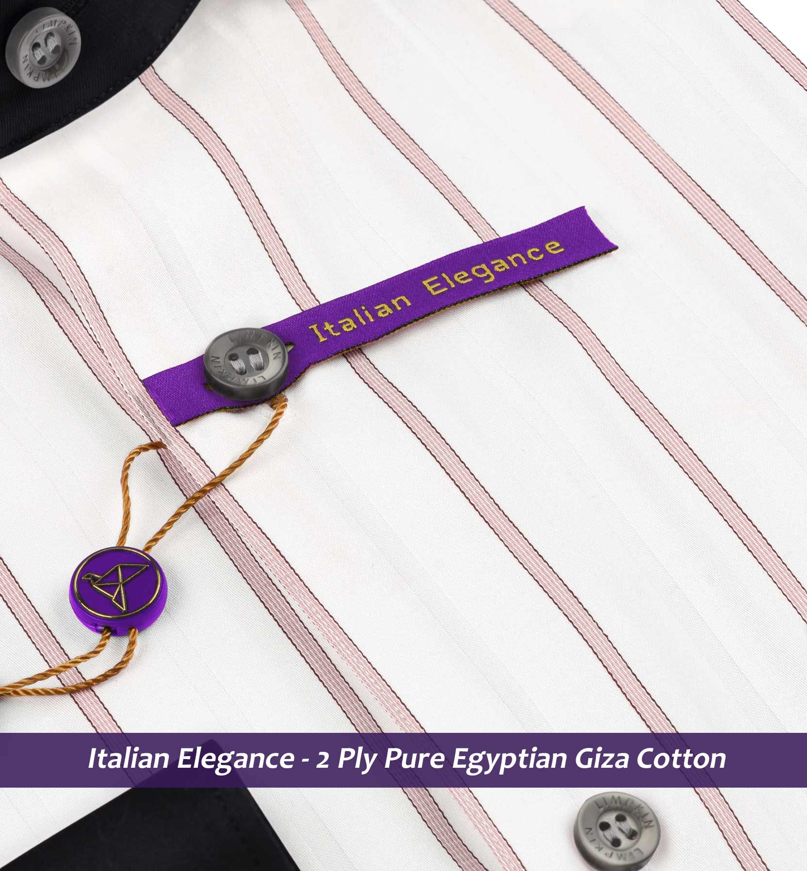 Monaco- Prose Pink & Burgundy Stripe- Black Collar