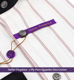Monaco- Prose Pink & Burgundy Stripe- Black Collar