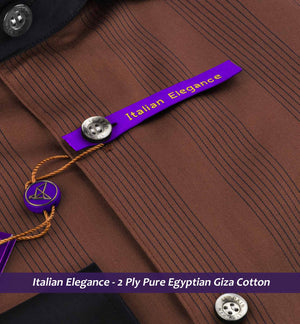 Scarsdale- Cinnamon Brown Stripe- Black Collar
