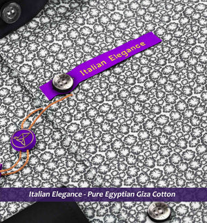 Agrinio- Flint Grey & White Print- Black Collar
