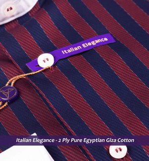 Morrison- Burgundy & Navy Stripe- White Collar