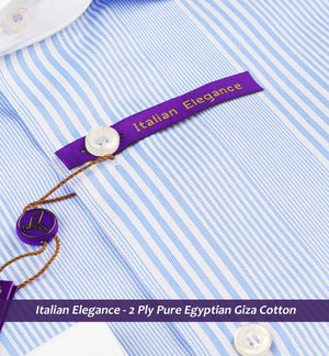 Cleveland- Azure Blue & White Stripe- White Collar