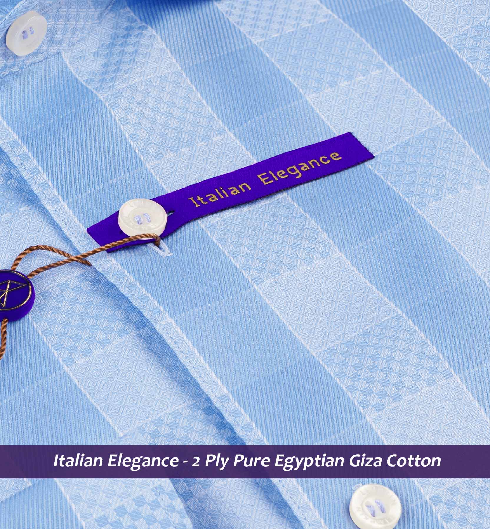 Cortland- Azure Blue & White Check- 2 Ply Egyptian Giza Cotton- Delivery from 28th August