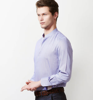 Sardinia- Lilac & White Magical Print- Mandarin Collar
