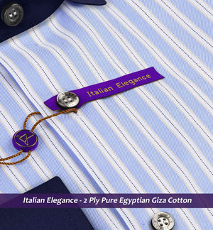 Durham- Azure Blue & Navy Stripe- Navy Collar