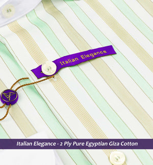 Cordoba- Mint Green & Beige Stripe- White Collar
