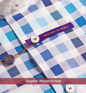 Manchester- Blue & Turquoise Check- White Collar