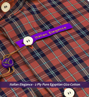 Sorrento- Bronze Orange & Navy Check